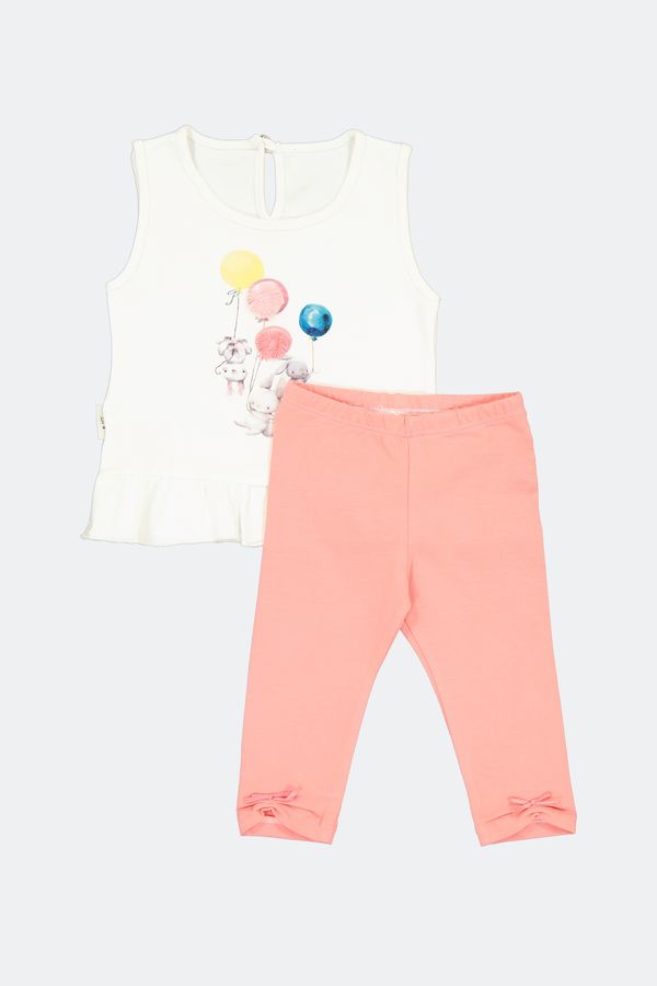 NECIXS, Set bluza si pantalon pentru fete, din bumbac Roz