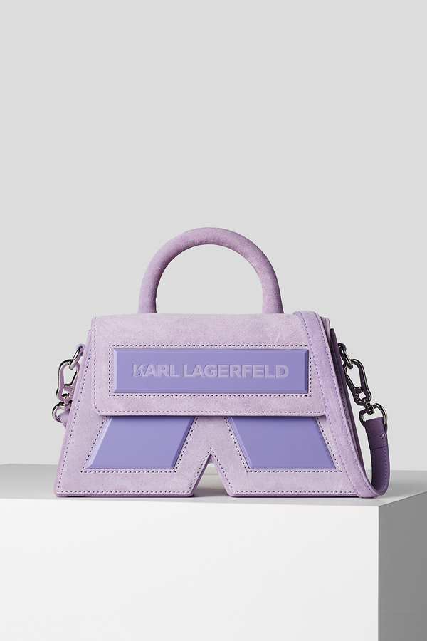 Karl Lagerfeld, Geanta crossbody K/Essential, piele naturala, Mov