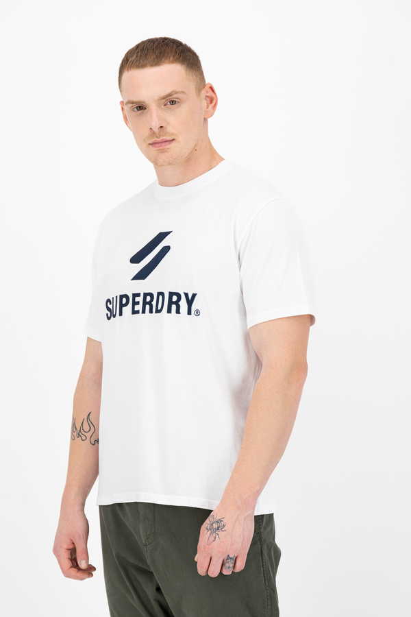 SUPERDRY, Tricou cu logo supradimensionat, bumbac, Alb
