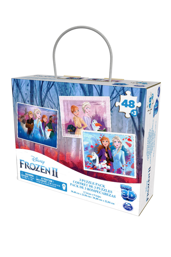 Frozen, Set 3 puzzle-uri 3D, Frozen 2, 48 piese, +4 ani