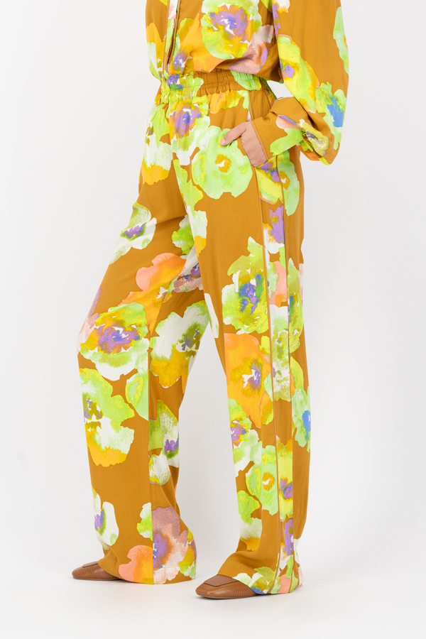 Y.A.S, Pantaloni Yaspollo, cu imprimeu floral, viscoza, Multicolor