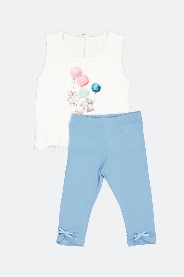 NECIXS, Set bluza si pantalon pentru fete, din bumbac Albastru