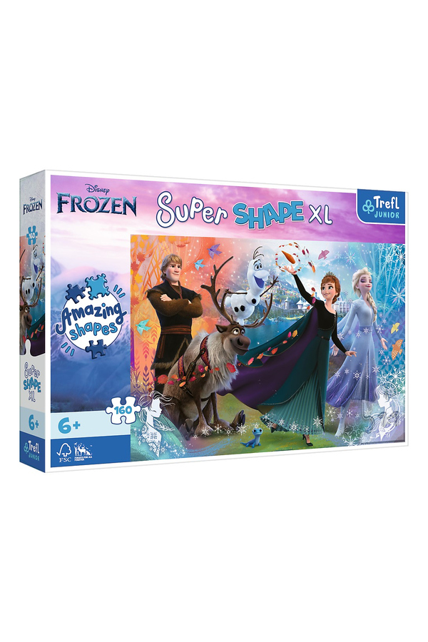 Trefl, Puzzle - Primo super shape XXL Disney Frozen descopera lumea inghetata, 160 piese, 6 ani