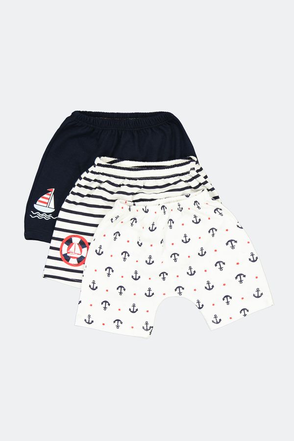 NECIXS, Set ''Little Sailor" 3 pantaloni scurti pentru baieti, din bumbac, Multicolor