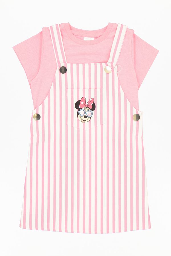 Minnie Mouse, Set salopeta si tricou fete, Fuchsia, bumbac
