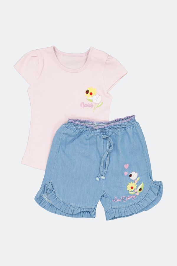NECIXS, Set de bluza si pantaloni pentru fete, din bumbac Roz