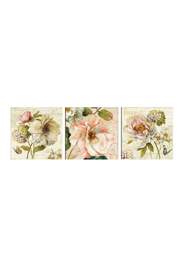 Tablo Center, Set 3 tablouri, floral, 30x30 cm