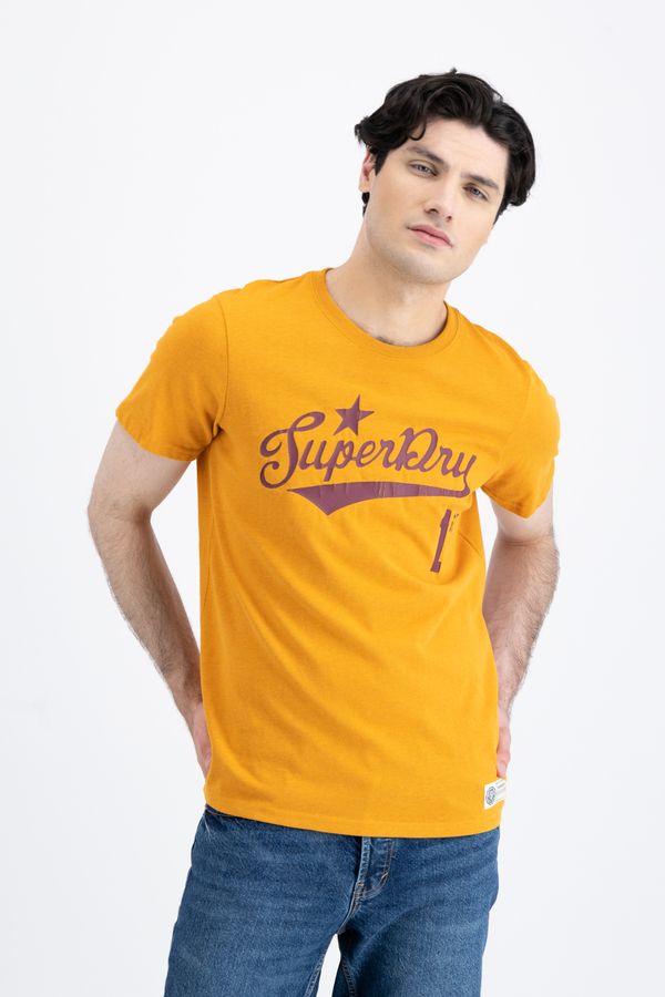 SUPERDRY, Tricou cu logo, din bumbac, Portocaliu