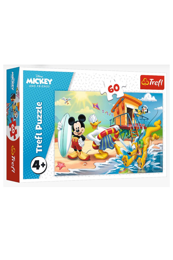 Trefl, Puzzle - Distractie pe plaja cu Mickey Mouse, 60 piese, +4 ani