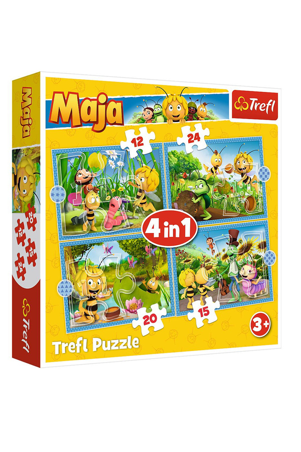 Trefl, Puzzle 4 in 1 - Aventurile albinutei Maya, +4 ani