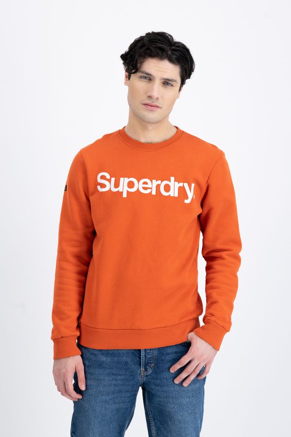 SUPERDRY, Bluza sport cu logo, din bumbac Portocaliu