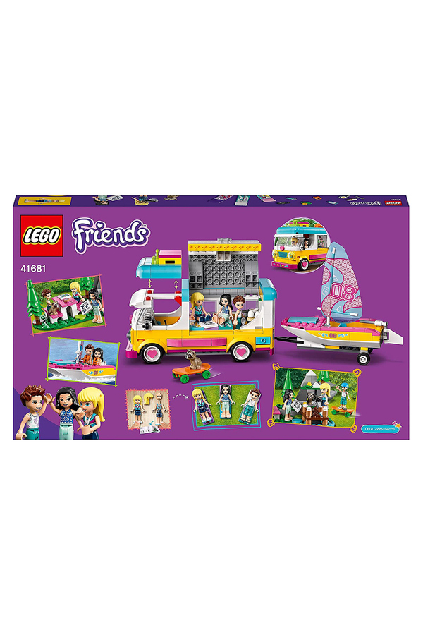 LEGO Friends, Furgoneta de camping si barca cu panze, 41681, 487 piese, +7 ani