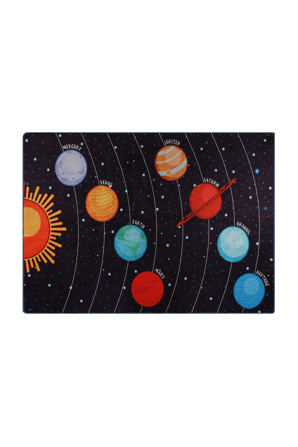 Chilai, Covor pentru living, model cu planete, Multicolor, 140x190 cm