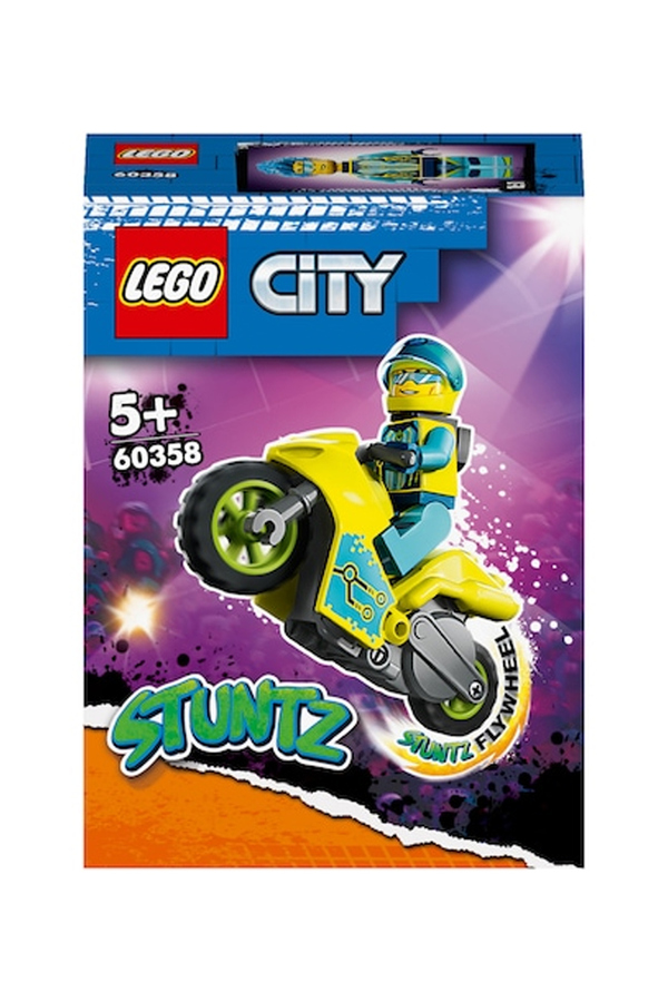 LEGO City, Stuntz motocicleta de cascadorii, 60358, 13 piese, Galben, 5 ani