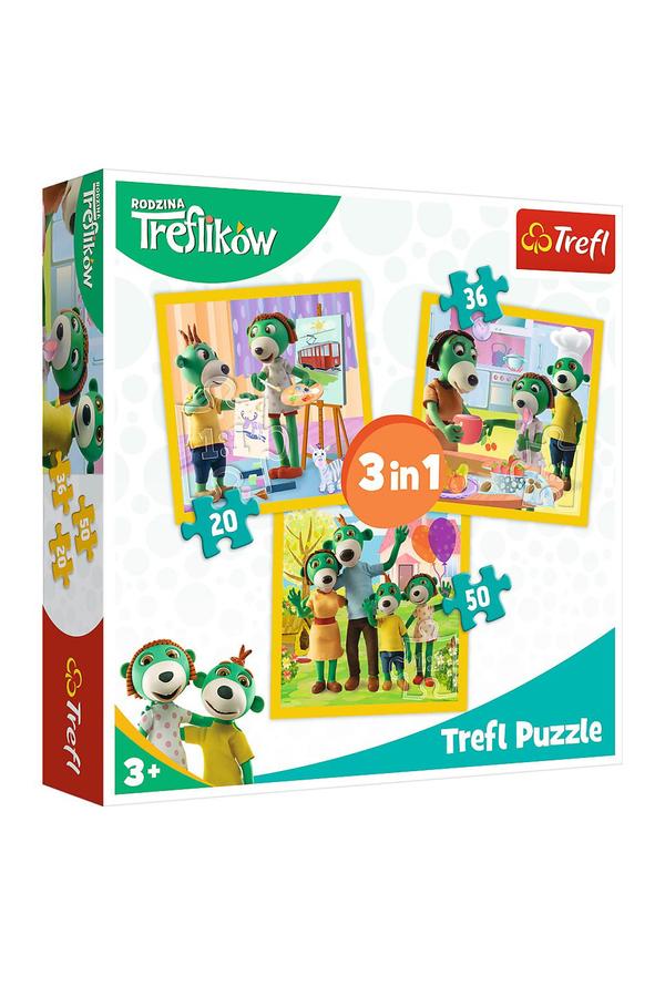 Trefl, Puzzle 3 in 1 - Distractie in familia Trefilki, +4 ani