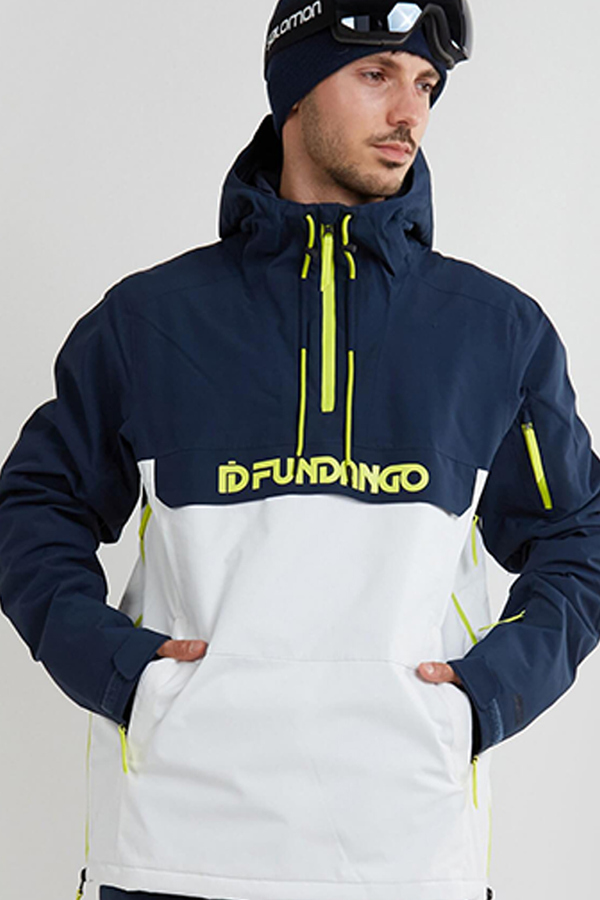 Fundango, Geaca de schi Burnaby Logo Anorak, impermeabila Bleumarin/Alb