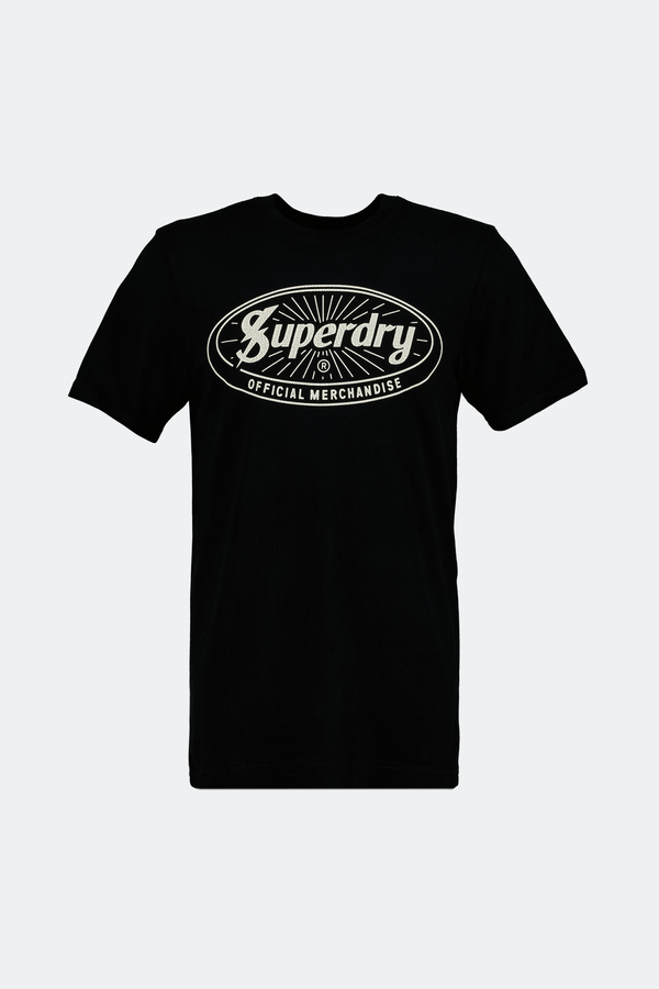 SUPERDRY, Tricou cu logo, bumbac, Negru