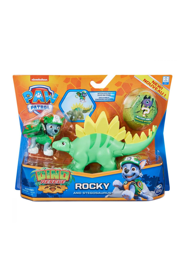 PAW Patrol, Set figurina catelus Rocky si dinozaurul Stegosaurus, +3 ani