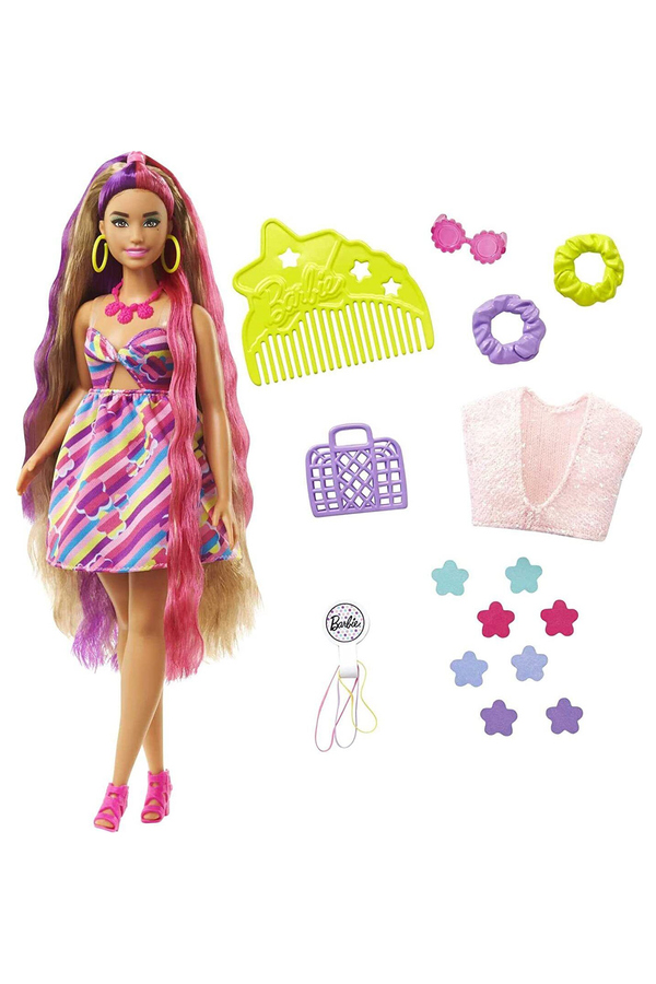 Barbie, Set de joaca totally hair, papusa satena