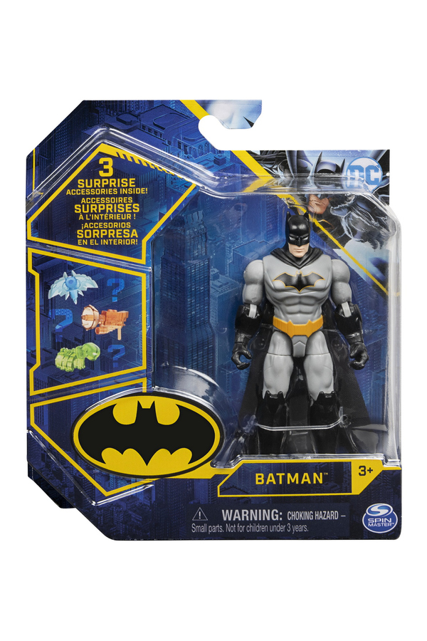 Batman, Set Figurina Batman si 3 accesorii surpriza, 10 cm, +3 ani