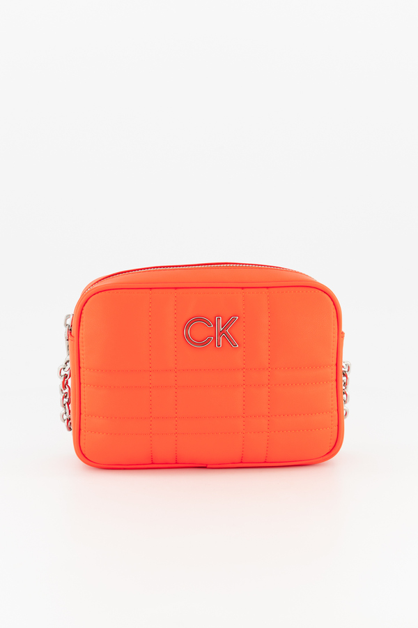 Calvin Klein, Geanta crossbody cu aspect matlasat, piele ecologica, Portocaliu