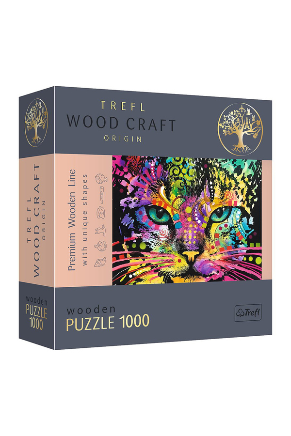 Trefl, Puzzle din lemn - Pisicuta colorata, 1000 piese, +12 ani