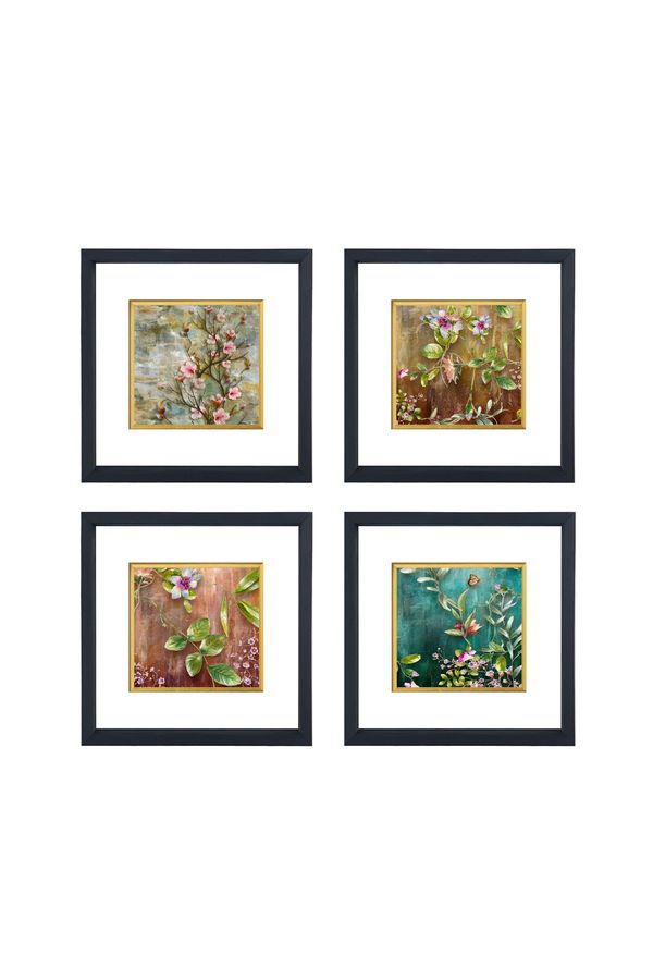 Vavien Artwork, Set 4 tablouri, 32x32 cm, sticla, Multicolor