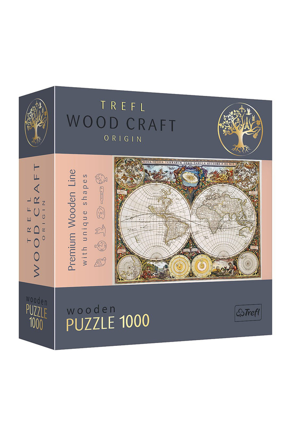 Trefl, Puzzle din lemn - Harta lumii antice, 1000 piese, +12 ani