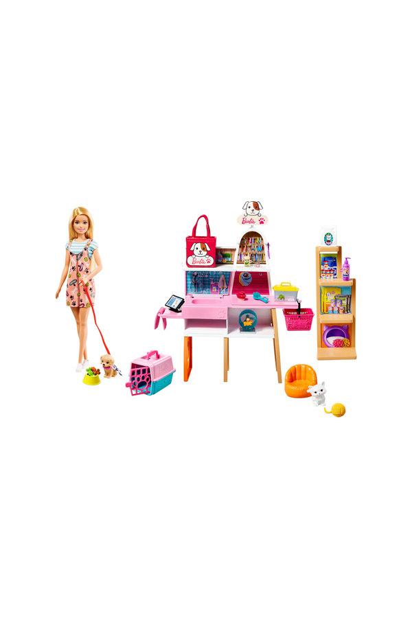 Barbie, Set de joaca cu magazin, accesorii si animalute