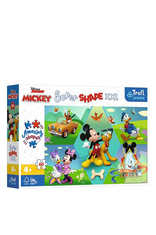 Trefl, Puzzle - Primo super shape XXL Disney Mickey amuzantul, 60 piese, 4 ani