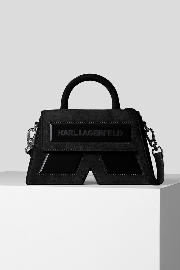 Karl Lagerfeld, Geanta crossbody K/Essential, piele naturala, Negru