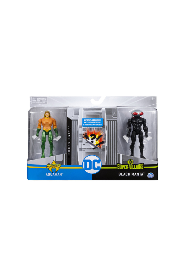 Batman, Set 2 figurine flexibile si 6 accesorii surpriza, Aquaman si Black Manta, +3 ani