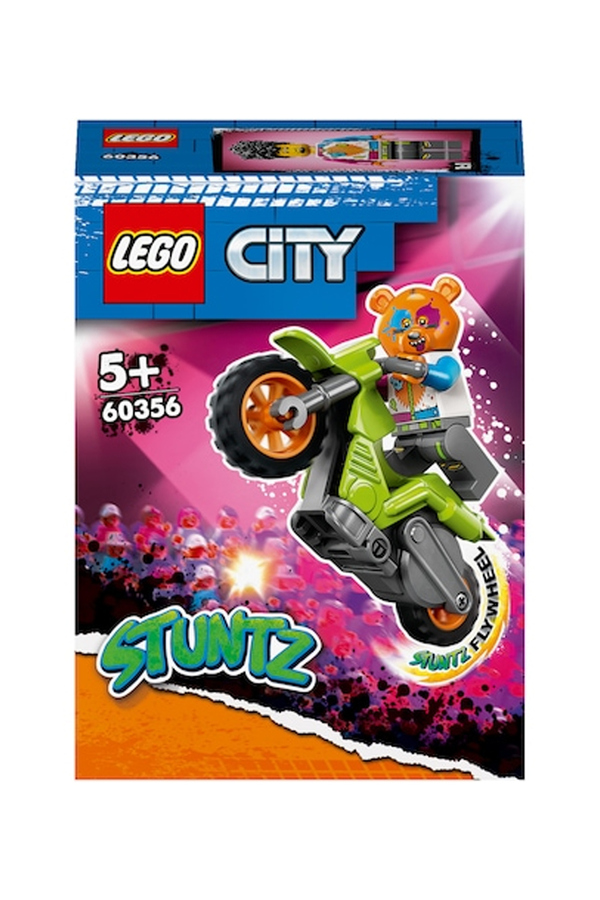 LEGO City, Set Stuntz motocicleta si figurina, 60356, 10 piese, Verde, 5 ani
