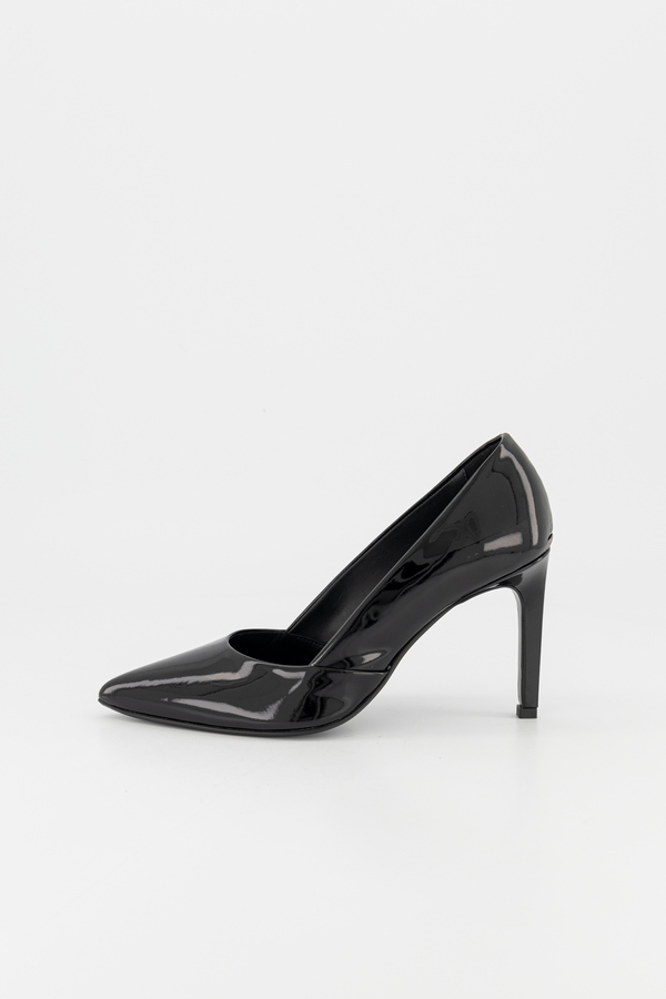 Calvin Klein, Pantofi Stiletto Pump 90 - Patent, piele naturala, Negru