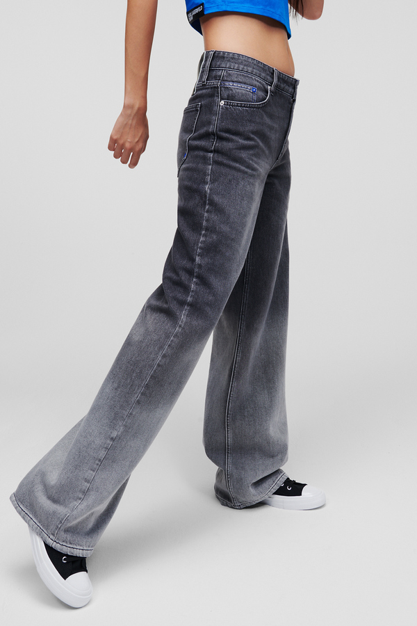 Karl Lagerfeld Jeans, Blugi cu imprimeu ombre, bumbac organic, Gri