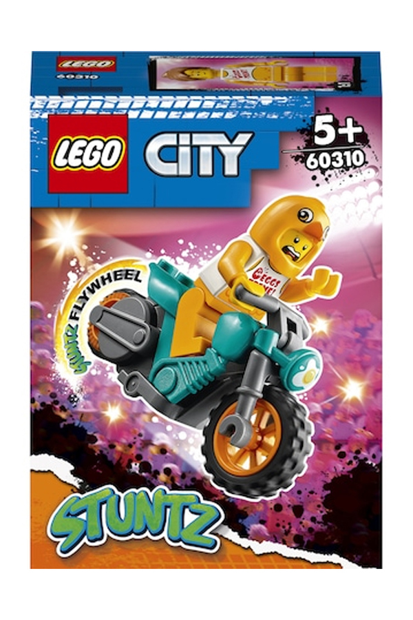 LEGO City, Motocicleta de cascadorii cu gaina, 60310, 10 piese, +5 ani